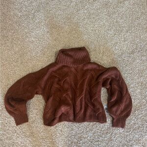 Madewell Brown/Orange Cable Knit Turtleneck Sweater
